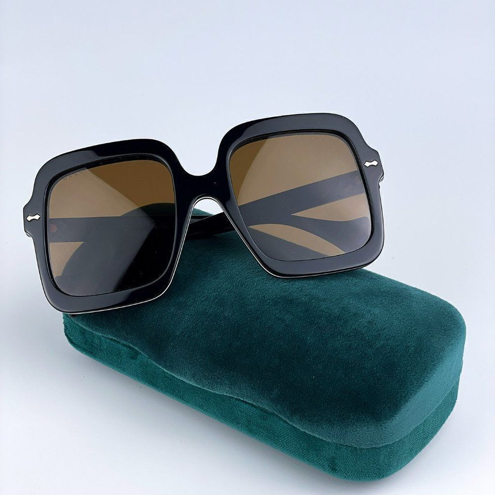 NEW Gucci GG1241S 001 Black Brown Oversized Square Women Sunglasses - Picture 3 of 13